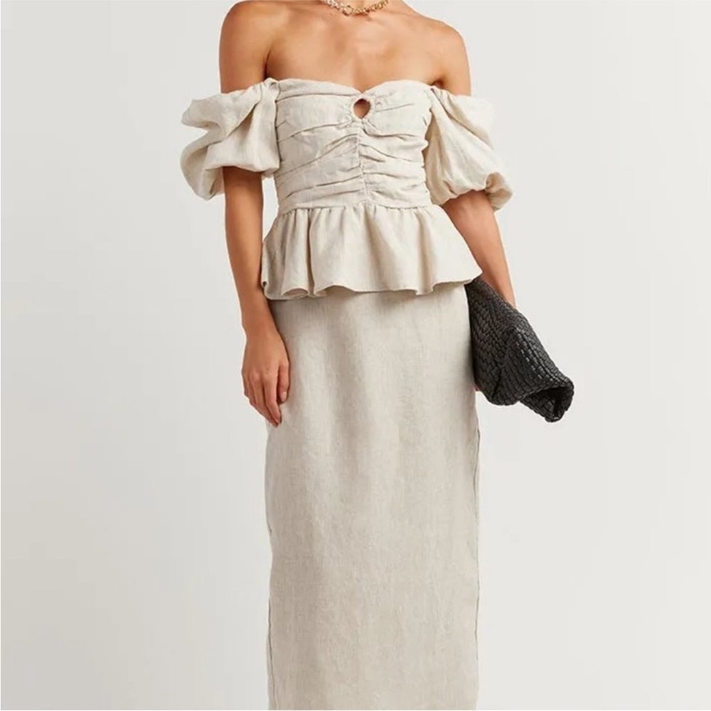 Dissh Roman Linen Peplum Top Size 8
